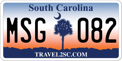 SC license plate MSG082