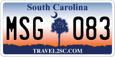 SC license plate MSG083
