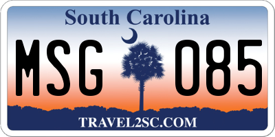 SC license plate MSG085