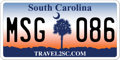 SC license plate MSG086