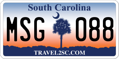 SC license plate MSG088