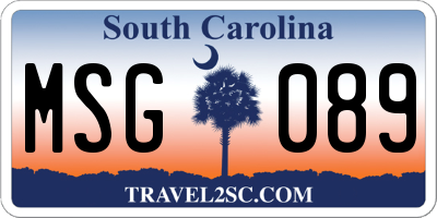 SC license plate MSG089