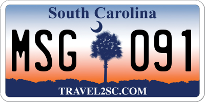SC license plate MSG091