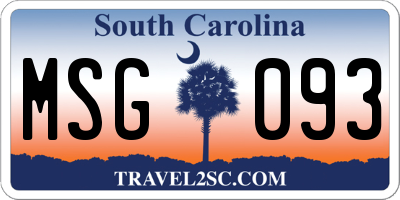 SC license plate MSG093