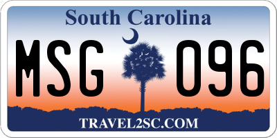 SC license plate MSG096