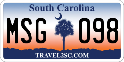 SC license plate MSG098