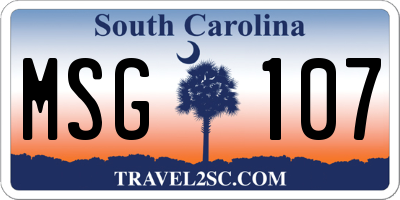 SC license plate MSG107