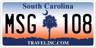 SC license plate MSG108
