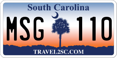 SC license plate MSG110