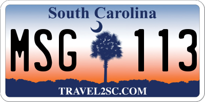 SC license plate MSG113