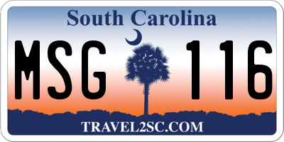 SC license plate MSG116