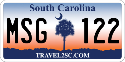SC license plate MSG122