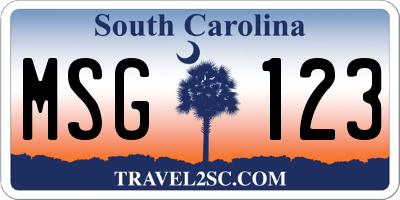 SC license plate MSG123