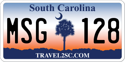 SC license plate MSG128