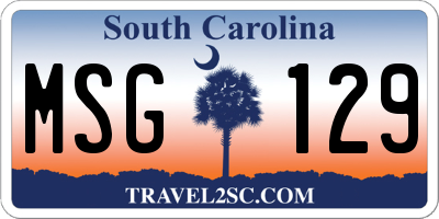 SC license plate MSG129