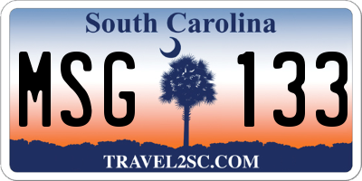 SC license plate MSG133