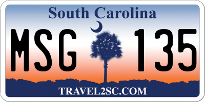 SC license plate MSG135
