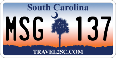 SC license plate MSG137