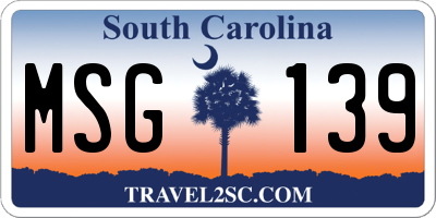 SC license plate MSG139