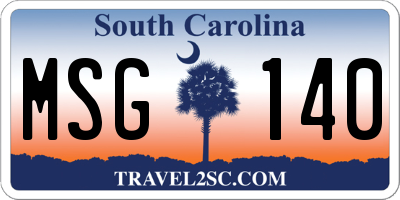 SC license plate MSG140