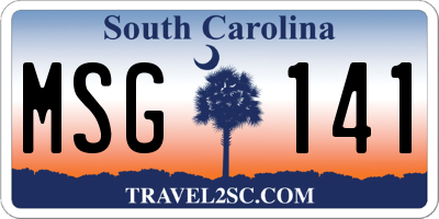 SC license plate MSG141