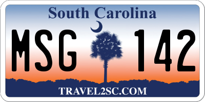 SC license plate MSG142