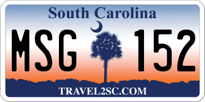 SC license plate MSG152