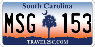 SC license plate MSG153