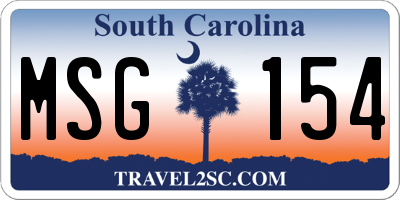 SC license plate MSG154