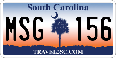 SC license plate MSG156