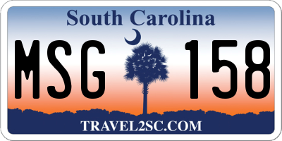 SC license plate MSG158