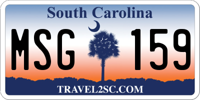 SC license plate MSG159