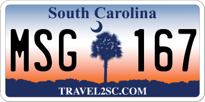 SC license plate MSG167