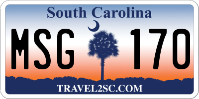 SC license plate MSG170