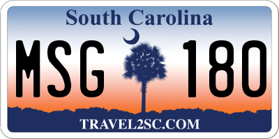 SC license plate MSG180