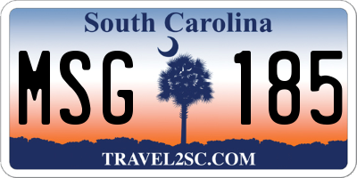 SC license plate MSG185
