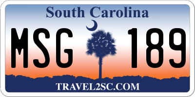 SC license plate MSG189