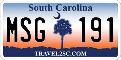 SC license plate MSG191