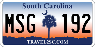 SC license plate MSG192
