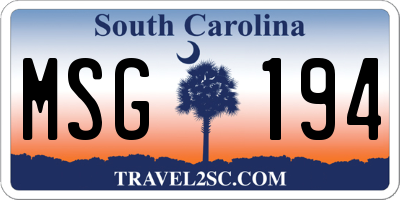 SC license plate MSG194