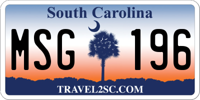 SC license plate MSG196