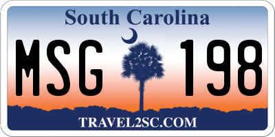 SC license plate MSG198