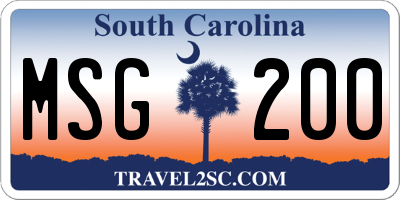 SC license plate MSG200