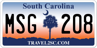 SC license plate MSG208