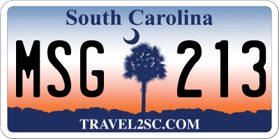 SC license plate MSG213