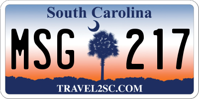 SC license plate MSG217