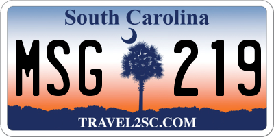 SC license plate MSG219