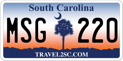 SC license plate MSG220