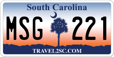 SC license plate MSG221
