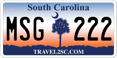 SC license plate MSG222